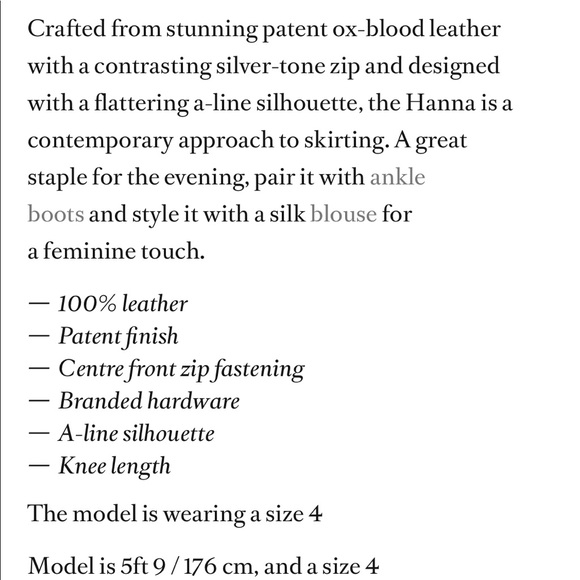 Reiss Hanna Oxblood Patent Leather Midi Skirt - Picture 4 of 8